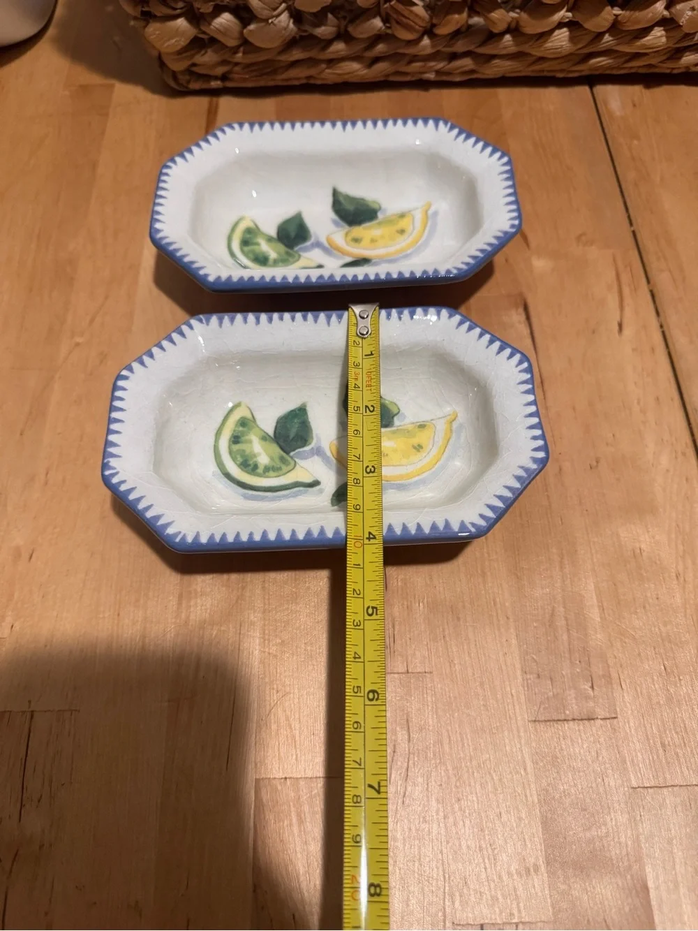 Williams Sonoma “Sardinia” Ceramic Dishes with Blue Trim (Set of 2)